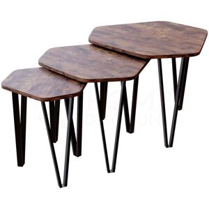 Home Discount - Brooklyn Nest of Tables Set of 3 mdf Wood Coffee Side End Table, Dark Wood Home Discount - Brooklyn Nest of Tables Set of 3 mdf Wood Coffee Side End Table, Dark Wood
