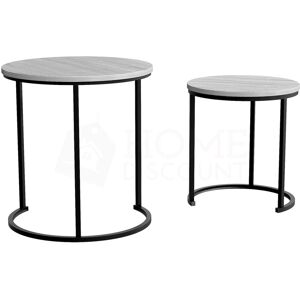 Home Discount - Brooklyn Round Nest of Tables Set of 2 mdf Wood Coffee Side End Table, Grey Home Discount - Brooklyn Round Nest of Tables Set of 2 mdf Wood Coffee Side End Table, Grey