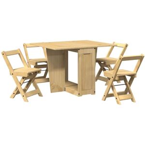 5 Piece Butterfly Dining Set Corona Foldable Wax Brown Pinewood vidaXL 5 Piece Butterfly Dining Set Corona Foldable Wax Brown Pinewood vidaXL