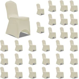 vidaXL Chair Cover Stretch Cream 30 pcs - Chair Cover vidaXL Chair Cover Stretch Cream 30 pcs - Chair Cover