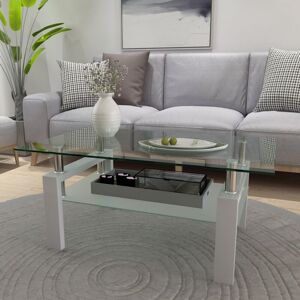 Dewdat - Clear White Coffee Table – Modern Side Center Table for Living Room Furniture - white Dewdat - Clear White Coffee Table – Modern Side Center Table for Living Room Furniture - white