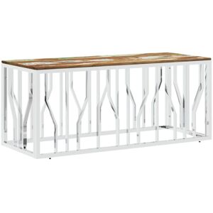 Vidaxl - Coffee Table Silver Stainless Steel and Solid Wood Reclaimed Vidaxl - Coffee Table Silver Stainless Steel and Solid Wood Reclaimed