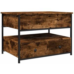 vidaXL Coffee Table Smoked Oak - Engineered Wood & Metal - 70x50x50 cm - Living Room Furniture vidaXL Coffee Table Smoked Oak - Engineered Wood & Metal - 70x50x50 cm - Living Room Furniture