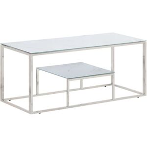 Coffee Table Silver Stainless Steel and Tempered Glass vidaXL Coffee Table Silver Stainless Steel and Tempered Glass vidaXL