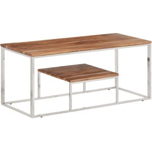 Coffee Table Silver Stainless Steel and Solid Wood Acacia Vidaxl Coffee Table Silver Stainless Steel and Solid Wood Acacia Vidaxl