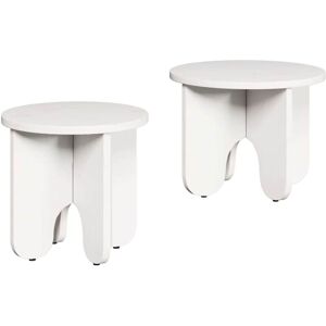 vidaXL White Round Coffee Table Set - 2 pcs, 39.5x39.5x30 cm, Pine Wood vidaXL White Round Coffee Table Set - 2 pcs, 39.5x39.5x30 cm, Pine Wood