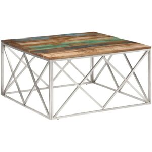 Coffee Table Silver Stainless Steel and Solid Reclaimed Wood vidaXL Coffee Table Silver Stainless Steel and Solid Reclaimed Wood vidaXL