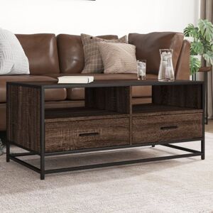Coffee Table Brown Oak 100x50x45 cm Engineered Wood and Metal vidaXL Coffee Table Brown Oak 100x50x45 cm Engineered Wood and Metal vidaXL