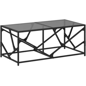 Coffee Table with Black Glass Top 98.5x50x41 cm Steel Vidaxl Coffee Table with Black Glass Top 98.5x50x41 cm Steel Vidaxl