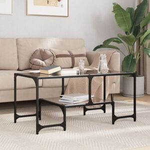 Coffee Table with Black Glass Top 98.5x50x45 cm Steel Vidaxl Coffee Table with Black Glass Top 98.5x50x45 cm Steel Vidaxl
