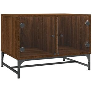 Coffee Table with Glass Doors Brown Oak 68.5x50x50 cm Vidaxl Coffee Table with Glass Doors Brown Oak 68.5x50x50 cm Vidaxl