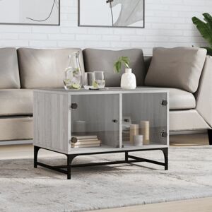Coffee Table with Glass Doors Grey Sonoma 68.5x50x50 cm Vidaxl Coffee Table with Glass Doors Grey Sonoma 68.5x50x50 cm Vidaxl