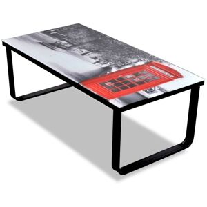 Vidaxl - Coffee Table with Telephone Booth Printing Glass Top Vidaxl - Coffee Table with Telephone Booth Printing Glass Top