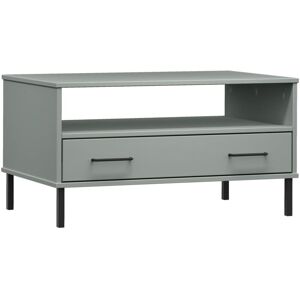 Coffee Table with Metal Legs Grey 85x50x45 cm Solid Wood OSLO vidaXL Coffee Table with Metal Legs Grey 85x50x45 cm Solid Wood OSLO vidaXL