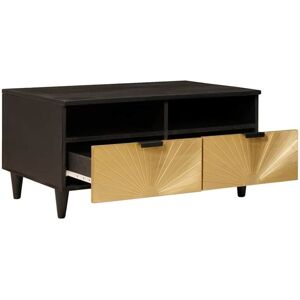BONNEVIE Coffee Table,Center table,Low table Black and Gold 80 x 54 x 40 cm Solid mango wood CFW28862 BONNEVIE Coffee Table,Center table,Low table Black and Gold 80 x 54 x 40 cm Solid mango wood CFW28862