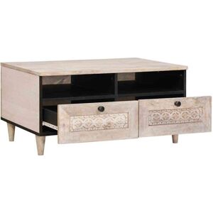 BONNEVIE Coffee Table,Center table,Low table with Drawer White 80 x 54 x 40 cm Solid mango wood CFW25923 BONNEVIE Coffee Table,Center table,Low table with Drawer White 80 x 54 x 40 cm Solid mango wood CFW25923