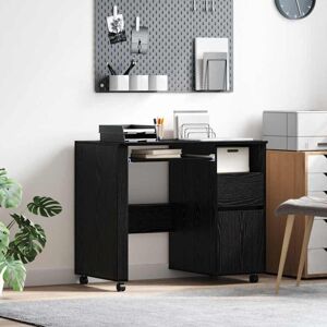 Vidaxl - Desk with Wheels Black Oak 91 x 50 x 77 cm Engineered Wood Vidaxl - Desk with Wheels Black Oak 91 x 50 x 77 cm Engineered Wood