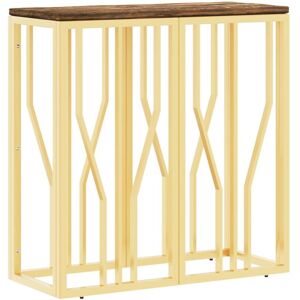 Console Table Gold Stainless Steel and Solid Wood Reclaimed Vidaxl Console Table Gold Stainless Steel and Solid Wood Reclaimed Vidaxl