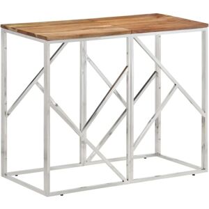 Console Table Silver Stainless Steel and Solid Wood Acacia vidaXL Console Table Silver Stainless Steel and Solid Wood Acacia vidaXL