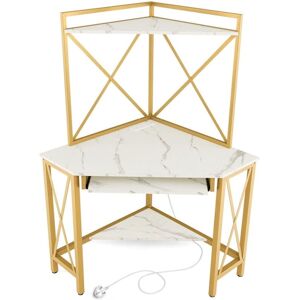 Costway - Corner Writing Desk Home Office Space-Saving Computer Desk-White Costway - Corner Writing Desk Home Office Space-Saving Computer Desk-White