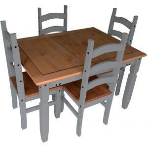 Mercers Furniture - Corona Grey Wax Small Extending Dining Table & 4 Chairs Mercers Furniture - Corona Grey Wax Small Extending Dining Table & 4 Chairs