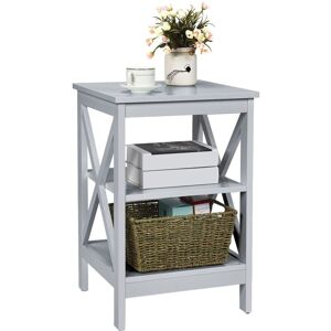 COSTWAY 3-Tier Nightstand Side Table X-Design End Table Bed Side Table-Grey COSTWAY 3-Tier Nightstand Side Table X-Design End Table Bed Side Table-Grey