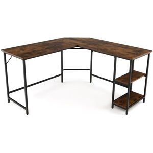 Costway - L-Shaped Computer Desk Corner Computer Gaming Desk w/2-tier Shelves Costway - L-Shaped Computer Desk Corner Computer Gaming Desk w/2-tier Shelves