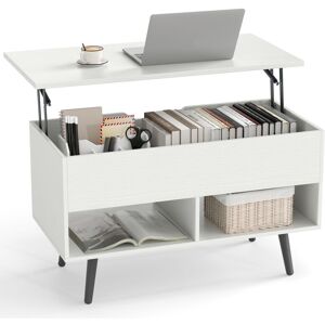 COSTWAY Lift Top Coffee Table Mid Century Modern Accent Table w/Shelves-White COSTWAY Lift Top Coffee Table Mid Century Modern Accent Table w/Shelves-White