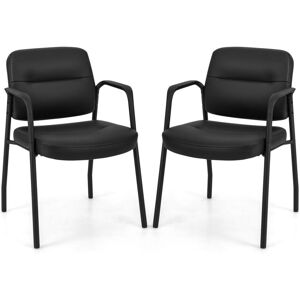 COSTWAY Meeting Chair Set of 2 Upholstered PU Leather Conference Chairs Guest Chair COSTWAY Meeting Chair Set of 2 Upholstered PU Leather Conference Chairs Guest Chair