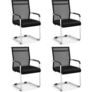COSTWAY Stackable Office Reception Chairs Set of 4 Mid Back Guest Chairs COSTWAY Stackable Office Reception Chairs Set of 4 Mid Back Guest Chairs