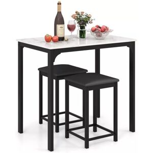 COSTWAY Counter-height Dining Table Set 3-Piece Bar Table Set w/1 Table & 2 Upholstered Bar Stools White COSTWAY Counter-height Dining Table Set 3-Piece Bar Table Set w/1 Table & 2 Upholstered Bar Stools White