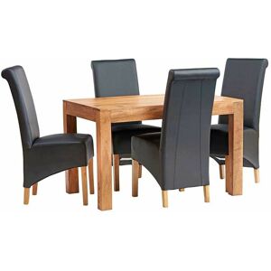 Verty Furniture - Dakota Light Mango 4 ft Dining Set with Leather Chairs - Light Wood Verty Furniture - Dakota Light Mango 4 ft Dining Set with Leather Chairs - Light Wood