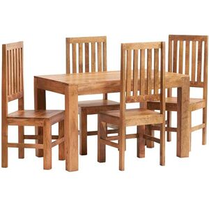 Verty Furniture - Dakota Light Mango 4 ft Dining Set with Wooden Chairs - Light Wood Verty Furniture - Dakota Light Mango 4 ft Dining Set with Wooden Chairs - Light Wood