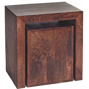 Verty Furniture - Dakota Mango Cubed Nest of 2 Tables - Dark Wood Verty Furniture - Dakota Mango Cubed Nest of 2 Tables - Dark Wood