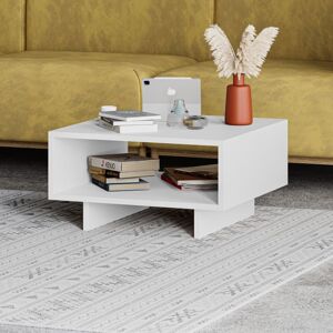 Decortie Hola Modern Coffee Table Multipurpose H 32cm - White / White Decortie Hola Modern Coffee Table Multipurpose H 32cm - White / White