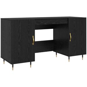 Desk with Shelf Black oak 140 x 50 x 75 cm Engineered wood Vidaxl Desk with Shelf Black oak 140 x 50 x 75 cm Engineered wood Vidaxl
