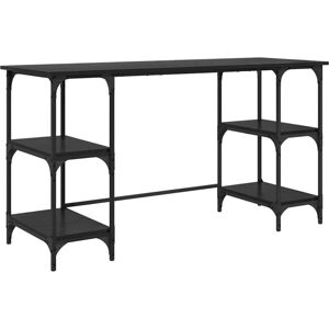 Desk with Shelf Black Oak 140 x 50 x 75 cm Engineered Wood vidaXL Desk with Shelf Black Oak 140 x 50 x 75 cm Engineered Wood vidaXL