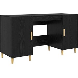 Desk with Shelf Black Oak 140 x 50 x 75 cm Engineered Wood vidaXL Desk with Shelf Black Oak 140 x 50 x 75 cm Engineered Wood vidaXL