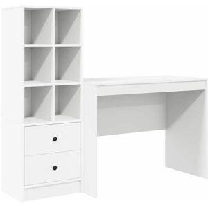 Desk with Storage with Drawer 2 pcs White Engineered wood vidaXL Desk with Storage with Drawer 2 pcs White Engineered wood vidaXL