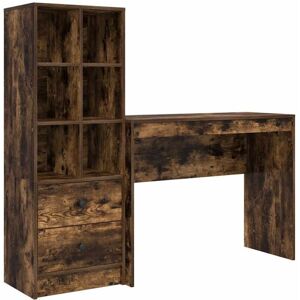 Vidaxl - Desk with Storage with Drawer 2 pcs Smoked Oak 100 x 40 x 76 cm Vidaxl - Desk with Storage with Drawer 2 pcs Smoked Oak 100 x 40 x 76 cm