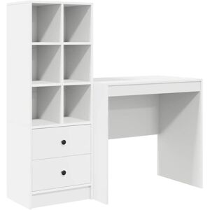Desk with Storage with Drawer 2 pcs White Engineered wood vidaXL Desk with Storage with Drawer 2 pcs White Engineered wood vidaXL