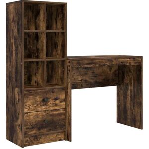 Vidaxl - Desk with Storage with Drawer 2 pcs Smoked Oak 90 x 40 x 76 cm Vidaxl - Desk with Storage with Drawer 2 pcs Smoked Oak 90 x 40 x 76 cm