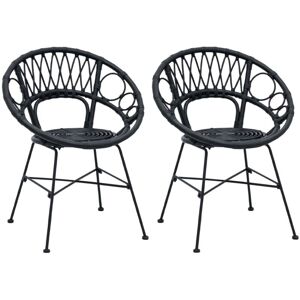 Dining Chair 2 pcs Black 49 x 51 x 81 cm Rattan and Iron vidaXL Dining Chair 2 pcs Black 49 x 51 x 81 cm Rattan and Iron vidaXL