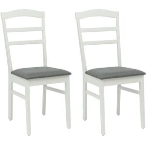 Dining Chair 2 pcs White and Grey Solid Rubber Wood vidaXL Dining Chair 2 pcs White and Grey Solid Rubber Wood vidaXL