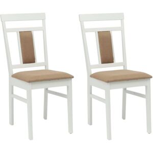 Dining Chair 2 pcs White and Brown Solid Rubber Wood vidaXL Dining Chair 2 pcs White and Brown Solid Rubber Wood vidaXL