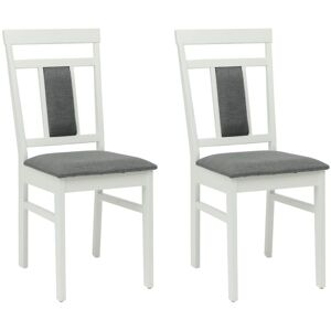 Dining Chair 2 pcs White and Grey Solid Rubber Wood vidaXL Dining Chair 2 pcs White and Grey Solid Rubber Wood vidaXL
