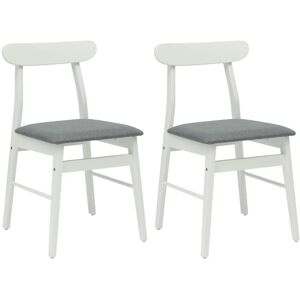 Dining Chair 2 pcs White and Grey Solid Rubber Wood vidaXL Dining Chair 2 pcs White and Grey Solid Rubber Wood vidaXL