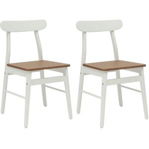 Dining Chair 2 pcs White and Natural 43 x 44.5 x 77 cm vidaXL Dining Chair 2 pcs White and Natural 43 x 44.5 x 77 cm vidaXL