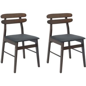 Dining Chair 2 pcs Light Brown and Black Solid Rubber Wood vidaXL Dining Chair 2 pcs Light Brown and Black Solid Rubber Wood vidaXL