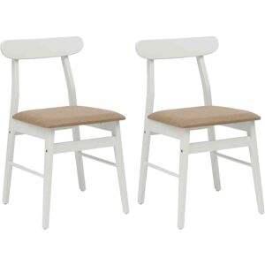 Dining Chair 2 pcs White and Brown Solid Rubber Wood vidaXL Dining Chair 2 pcs White and Brown Solid Rubber Wood vidaXL